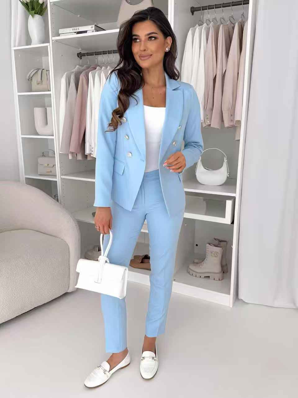 Κουστούμι σακάκι με κουμπιά & παντελόνι σε ίσια γραμμή - Image 2