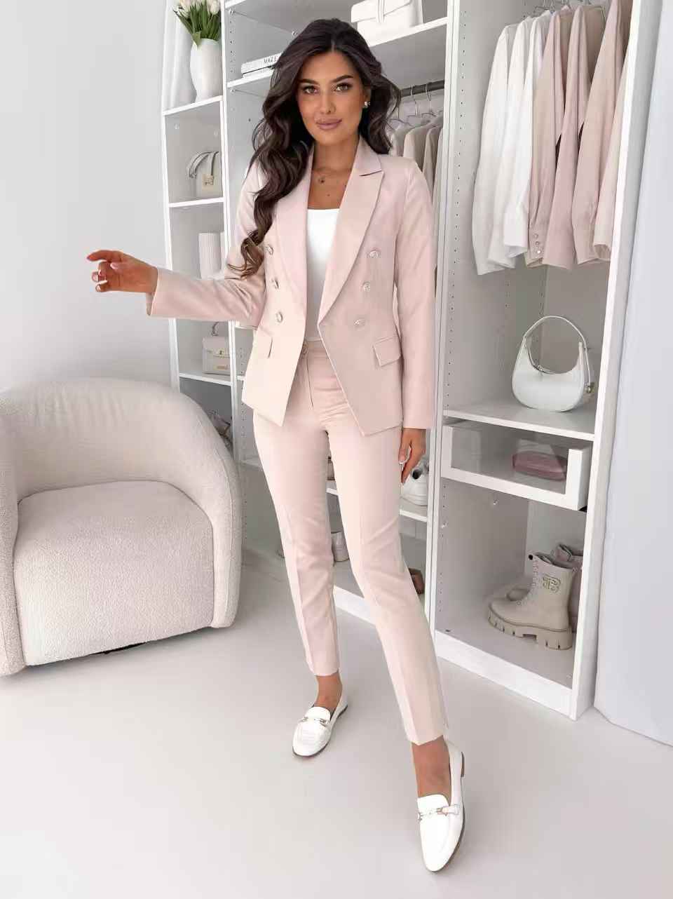 Κουστούμι σακάκι με κουμπιά & παντελόνι σε ίσια γραμμή - Image 4