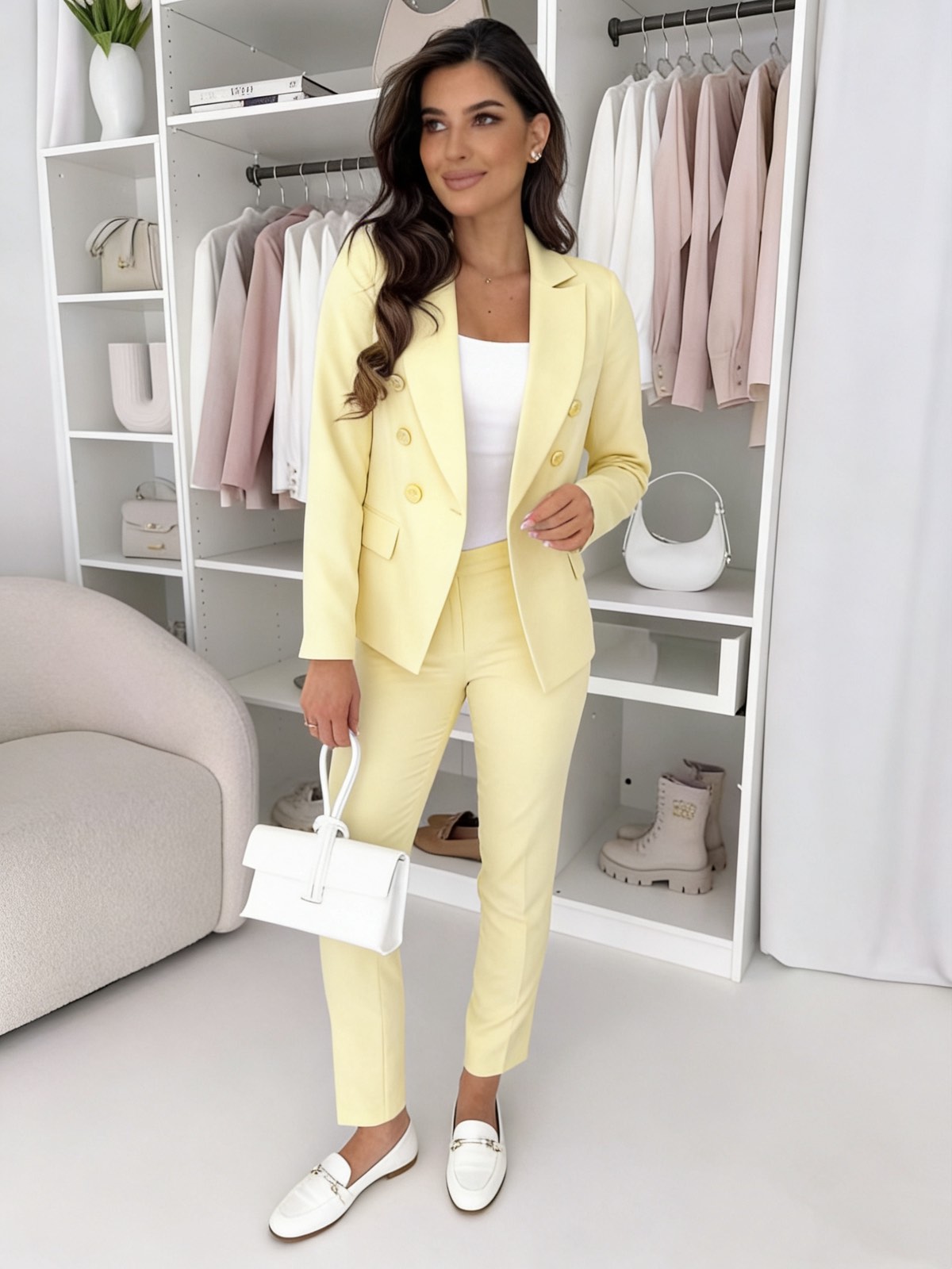 Κουστούμι σακάκι με κουμπιά & παντελόνι σε ίσια γραμμή - Image 7