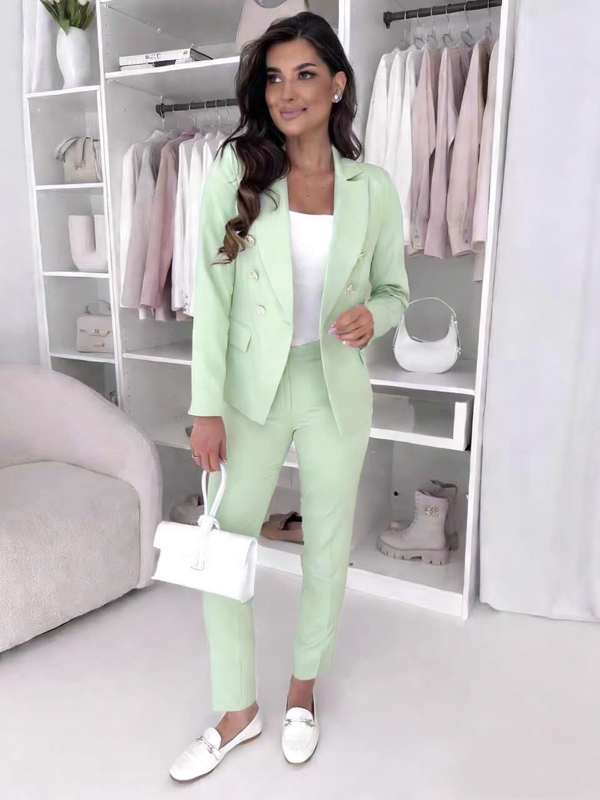 Κουστούμι σακάκι με κουμπιά & παντελόνι σε ίσια γραμμή - Image 8