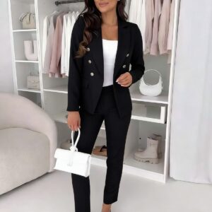 Κουστούμι σακάκι με κουμπιά & παντελόνι σε ίσια γραμμή