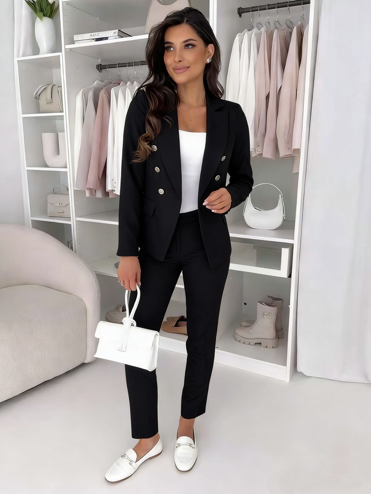 Κουστούμι σακάκι με κουμπιά & παντελόνι σε ίσια γραμμή