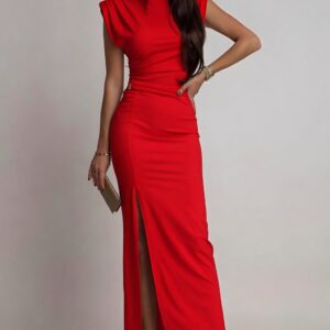 Φόρεμα μίντι ελαστικό με διακοσμητική αγκράφα