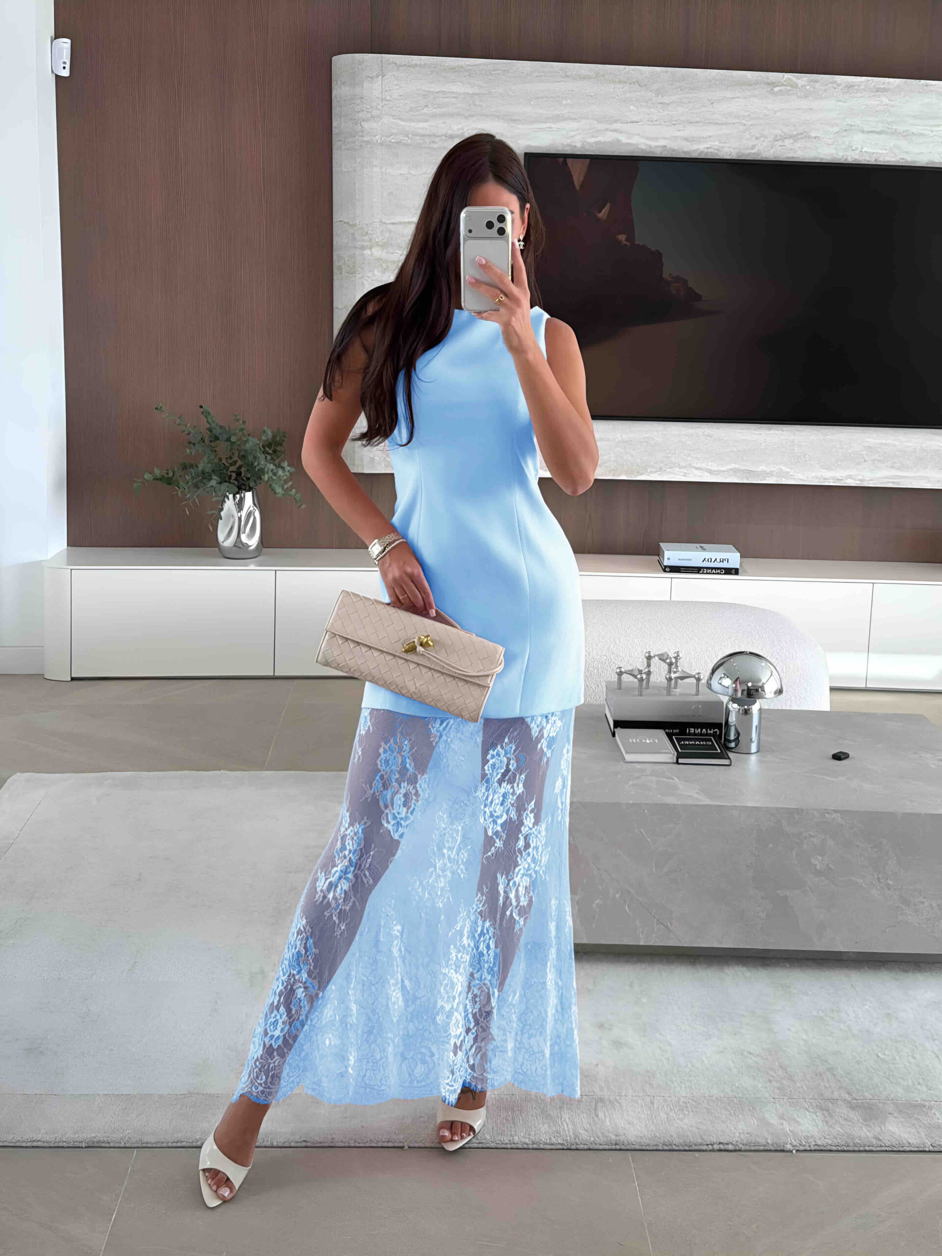 Φόρεμα μίνι με μάξι δαντέλα - Image 8