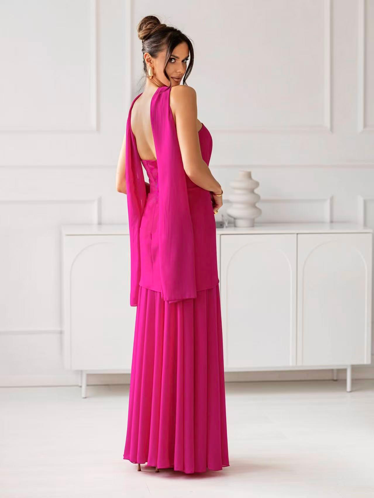 Φόρεμα μάξι στράπλες με φουλάρι - Image 12