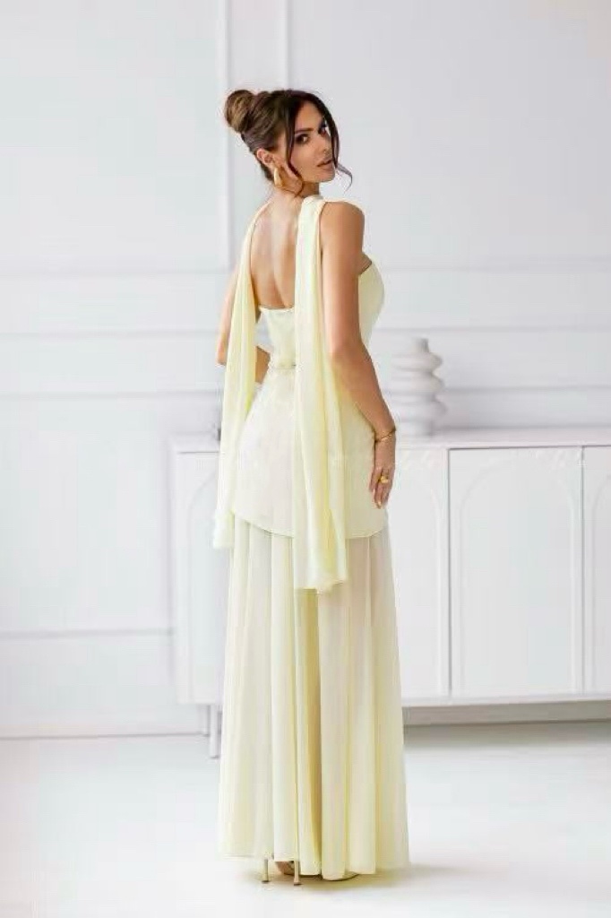 Φόρεμα μάξι στράπλες με φουλάρι - Image 8