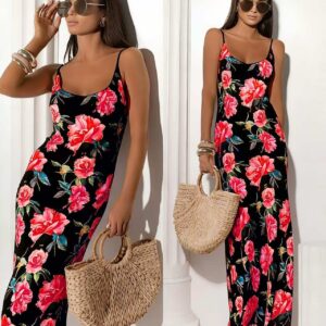 Φόρεμα μάξι φλοράλ σατινέ