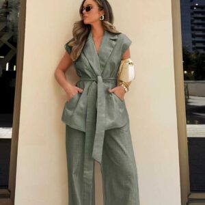 Σετ αμάνικο γιλέκο & παντελόνι