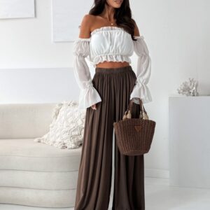 Παντελόνα ψηλόμεση με λάστιχο στη μέση