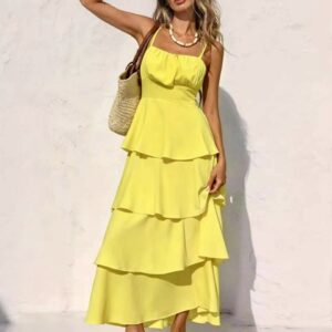 Φόρεμα μάξι τιραντέ με βολάν