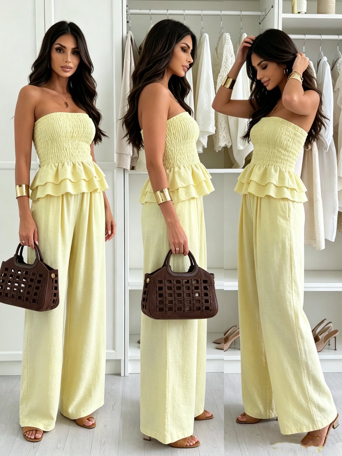 Σετ μπλούζα strapless & παντελόνα - Image 10
